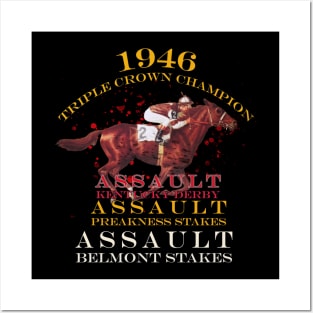 1946 Triple Crown Champion Assault horse racing design Posters and Art